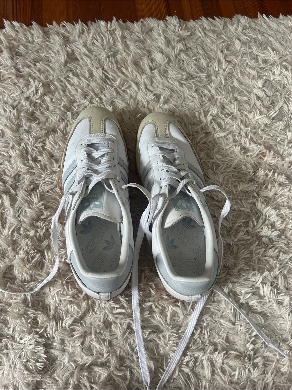 adidas White and Beige Retro Runner Sneakers